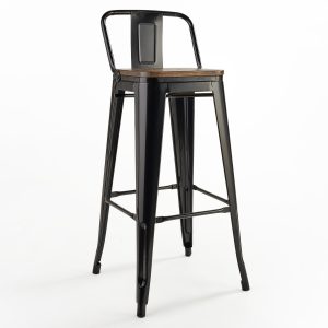 Piso de Bar Tolix con Asiento de Madera negro.