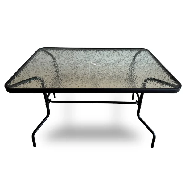 Mesa Terraza Vidrio y Acero 120x80x72cm Negra