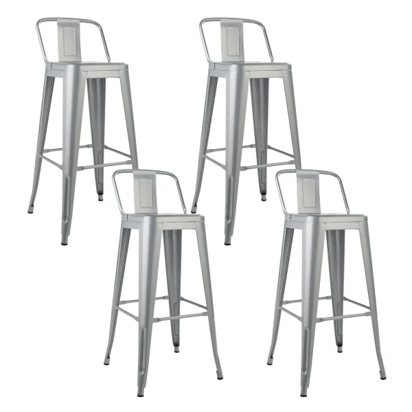 Set x 4 Bancos de Bar Tolix Con Respaldo Gris