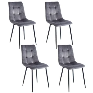 Set x 4 Sillas De Comedor De Terciopelo Gris