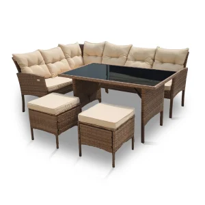 Juego de Comedor Terraza 7 Personas Capri Café