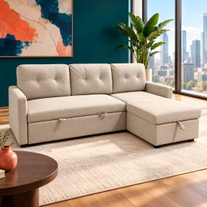 Sofá Cama Seccional Oslo 3 Cuerpos Beige
