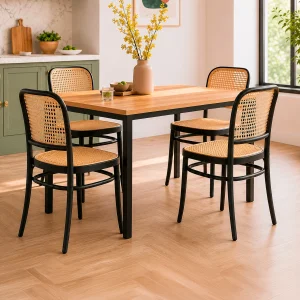 Set x 4 Sillas Terraza Plástica Cairo Negra-Beige Grande