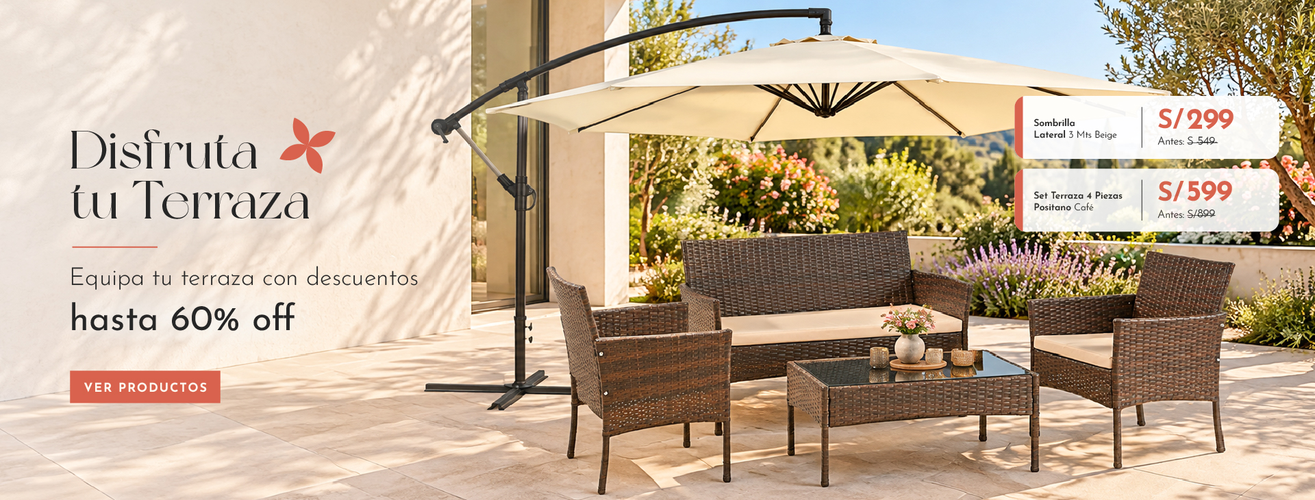 Disfruta tu terraza: equipa tu terraza con hasta 60% off