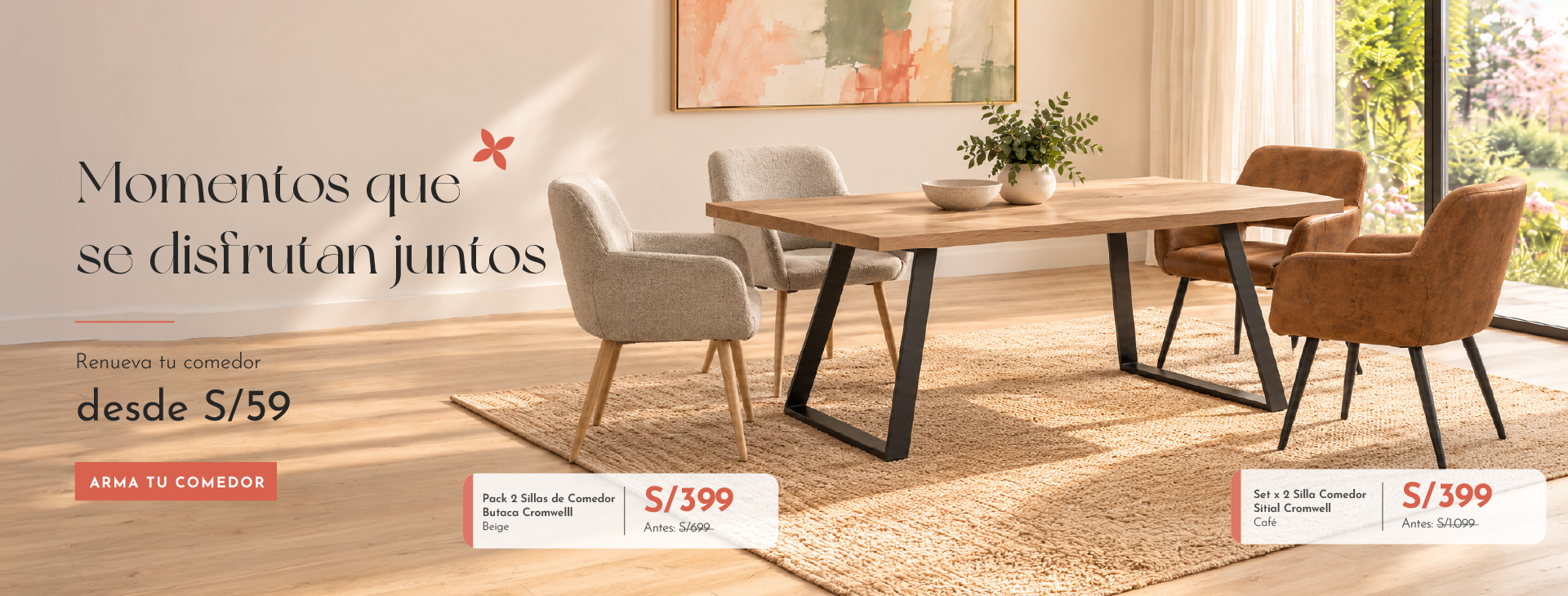 Momentos que se disfrutan juntos: renueva tu comedor desde S/ 59