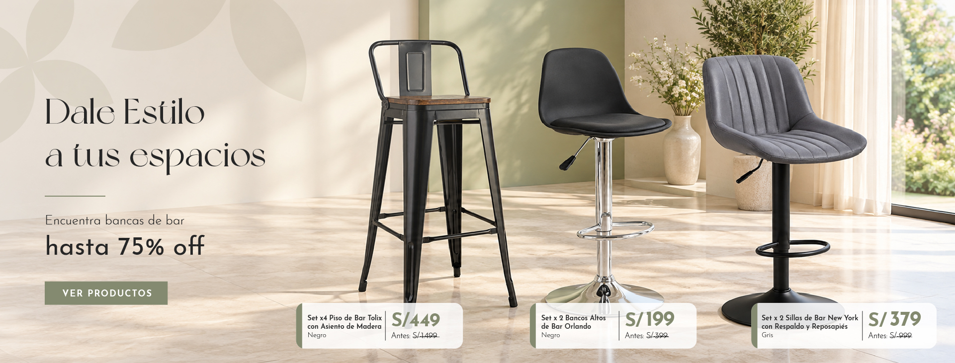 Dale estilo a tus espacios: bancos de bar con hasta 75% off